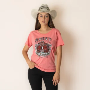 Blusa Ariat Floral Farm SS Tshirt Coral Heather Dama