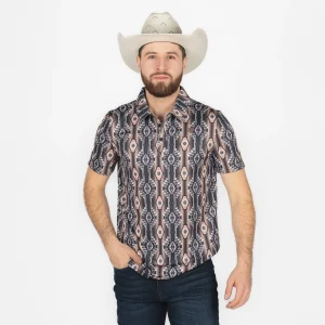 Playera Polo Rock & Roll Denim Printed Black Caballero