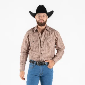 Camisa Rodeo Estampado Café Caballero