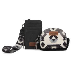 Tarjetero/Monedero Doble Black Wrangler Sherpa Southwestern Art Print Dual Pouch  Dama